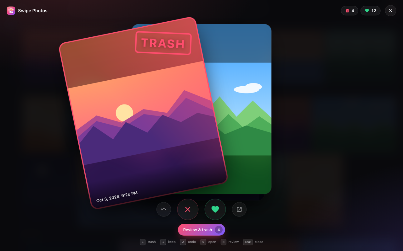 Chrome swipe photos trash